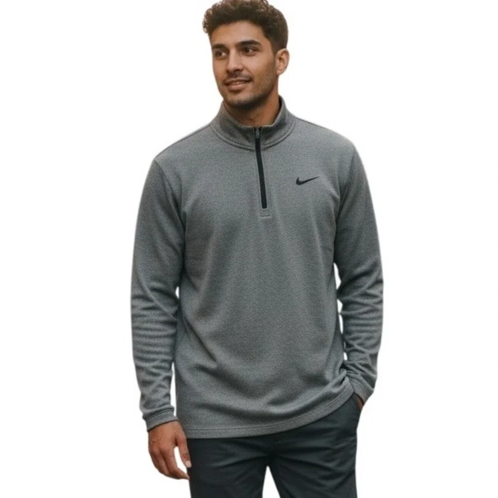 Nike Pro Dri-FIT Quarter‎ Zip Pullover Mens XL Gray Mock Neck Long Sleeve Active